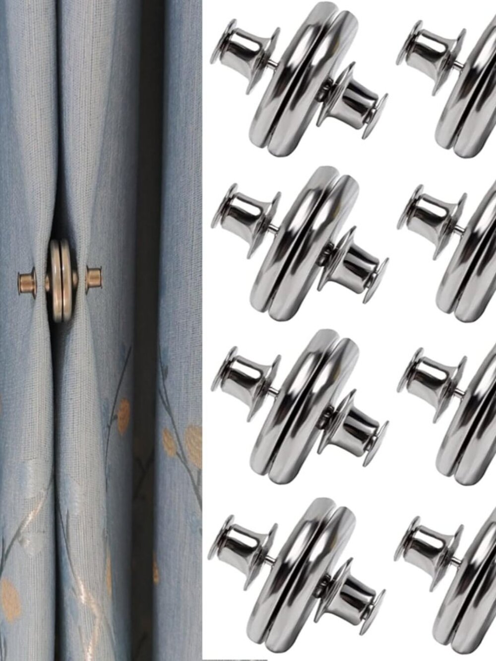 8 Pairs Curtain Magnets Closure, Magnetic Curtain Clips for Indoor Outdoor Curta
